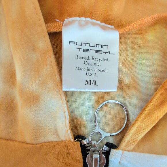 Autumn Teneyl Tie Dye Hooded Jumpsuit M/L Rave Boho Sustainable Organic $300 - Picture 7 of 16